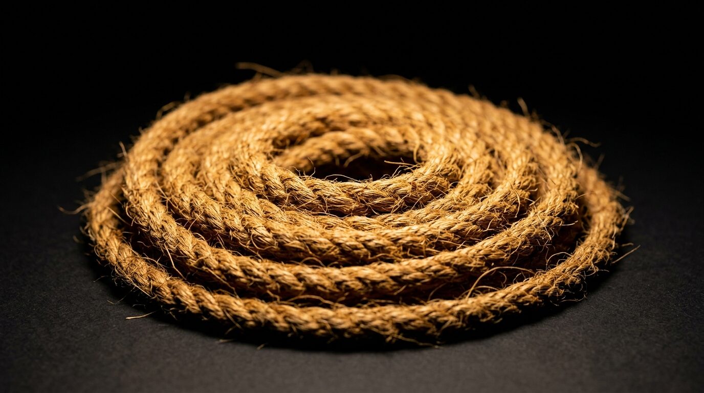 Coir rope made from coconut husk fibre.