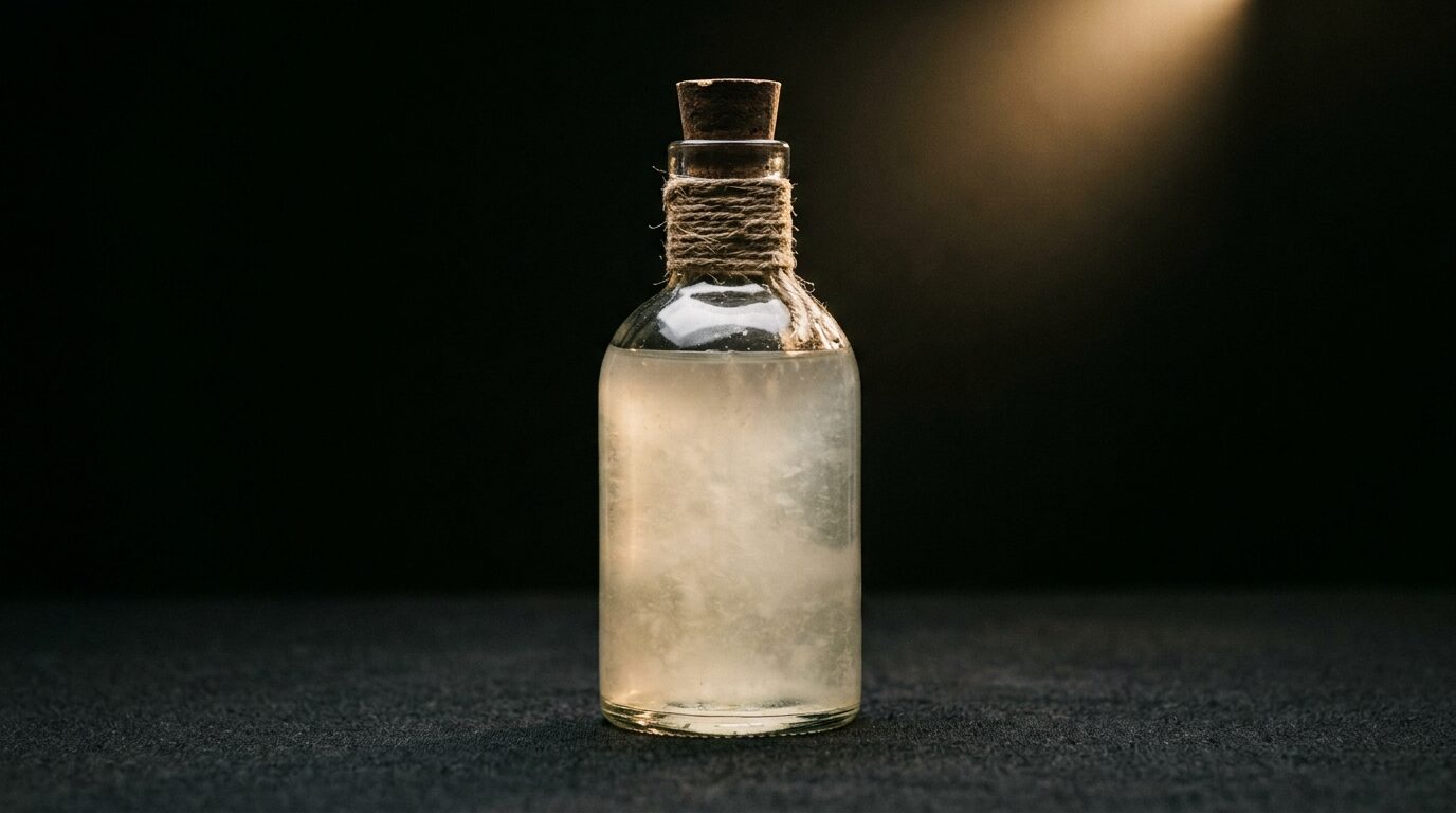 Coconut vinegar in a bottle.