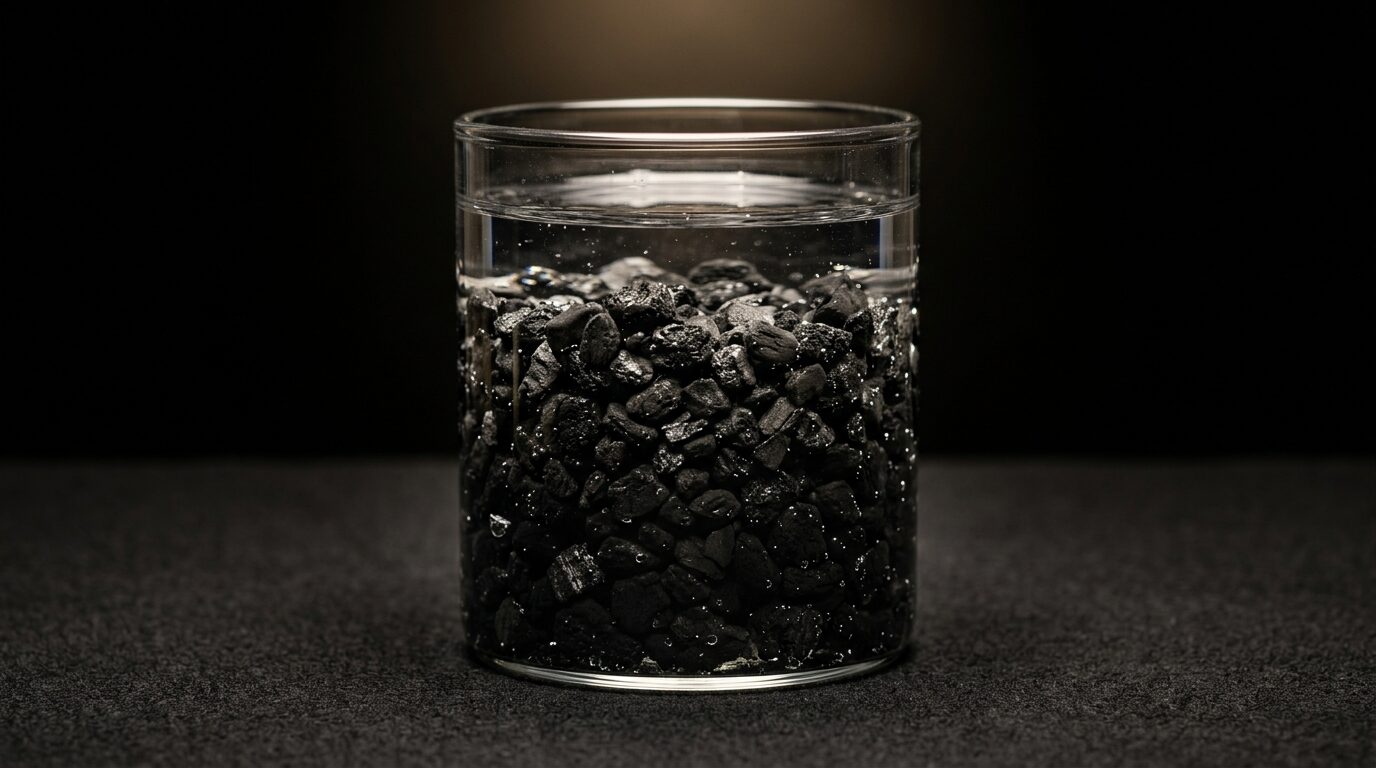 Activated carbon in water.